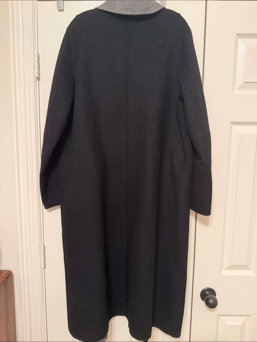 Universal Standard Black Double-Breasted Pea Coat with Gray Contrast Collar - Picture 7 of 8